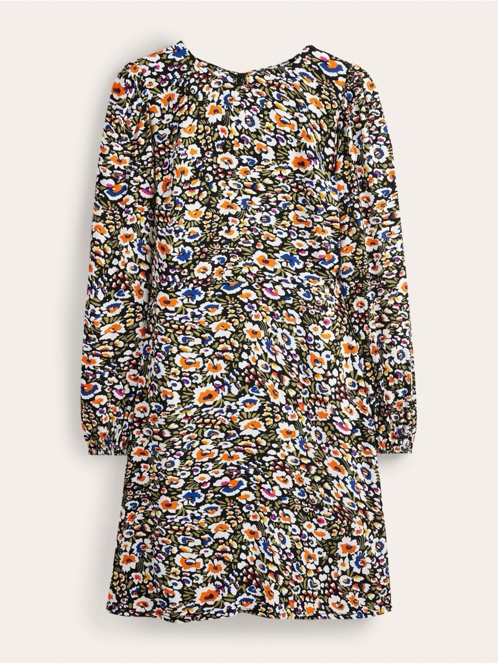 Boden Black Multi Floral Long-Sleeve Dress